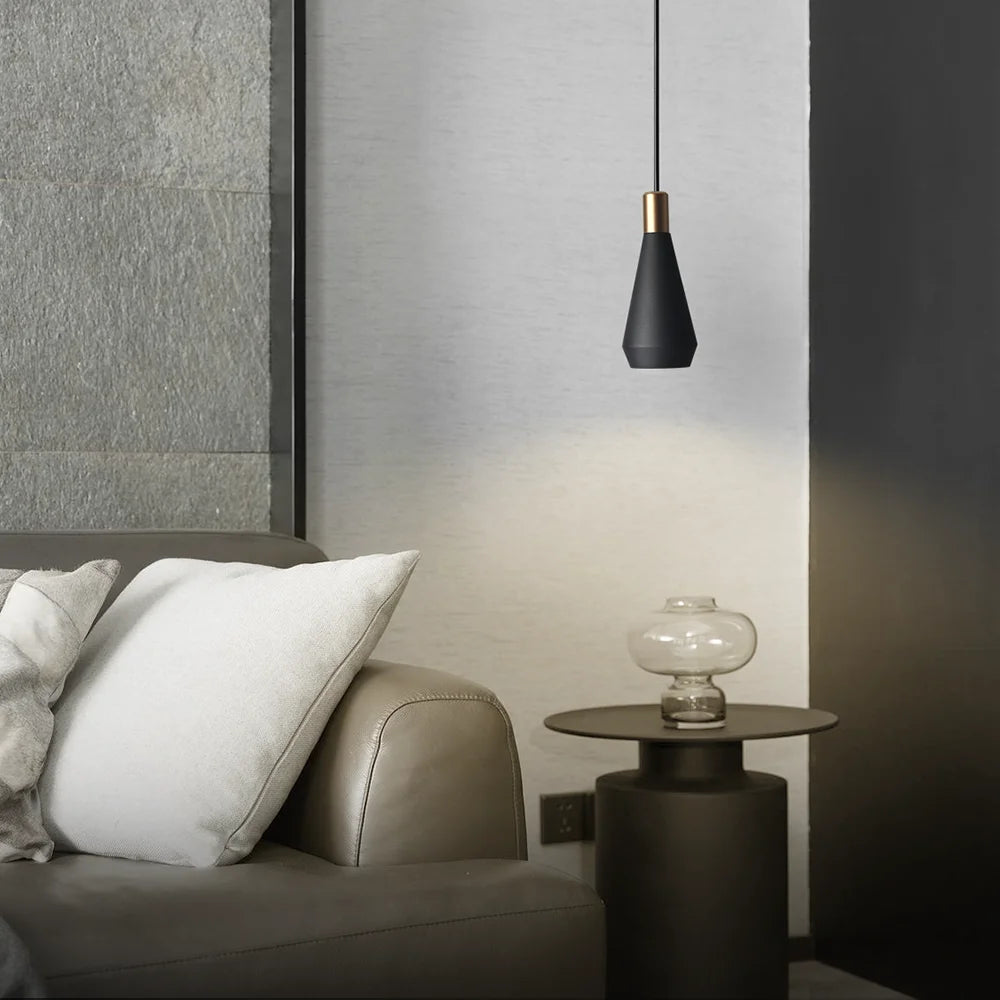 LED Luxury Pendant Lamp Modern Kitchen Bedroom Table Dining Room Hanging Light Home Chandelier Black Metal Lampshade