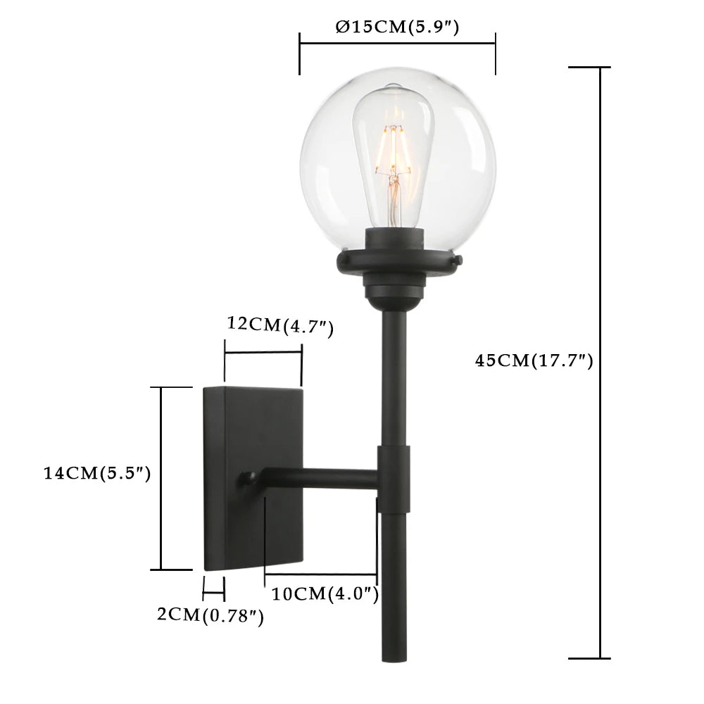 Black Sconce Light Matte Black Column Stand Bathroom Vanity Light Fixture with 5.9 Inch Lampshade