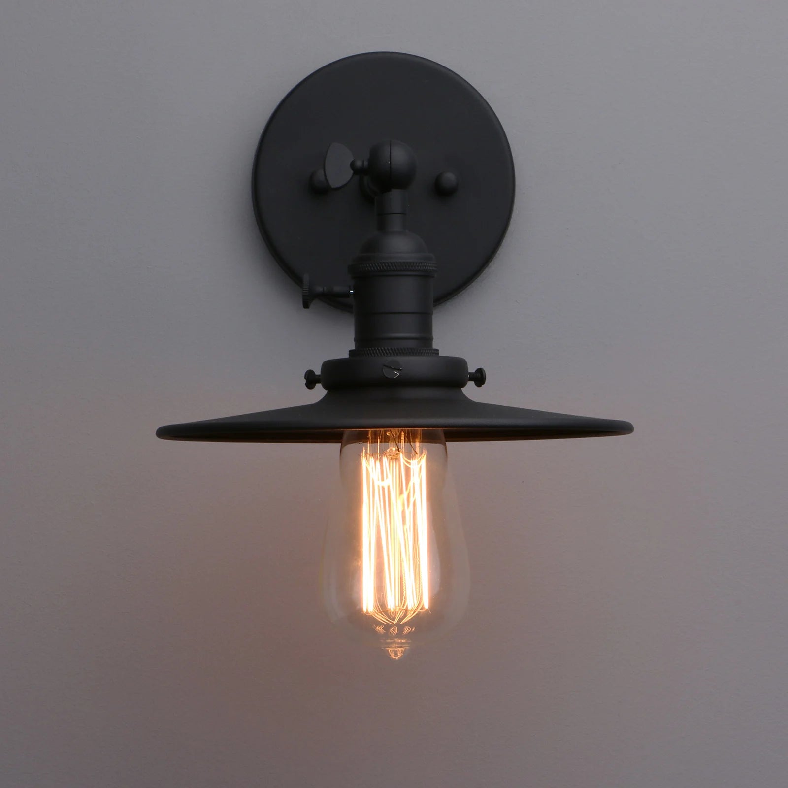 Industrial Wall Sconce 1-Light Antique Finished Wall Light Fixture with 7.87 Inches Crafted Canopy and ON/Off Button