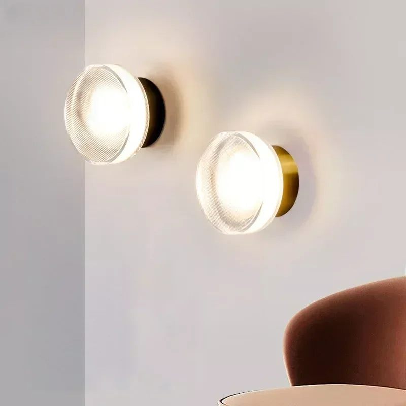 Modern Round Wall Lamp LED Glass Wall Light Sconce Living Room Aisel Corridor Bedroom Bathroom Home Decoration Indoor Lighting