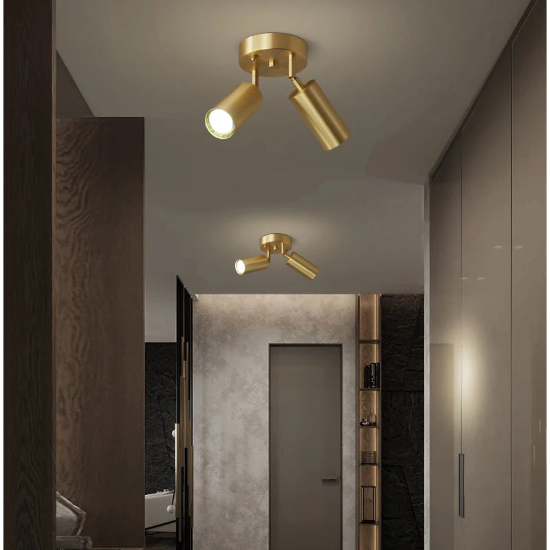 Modern Industrial  Semi Flush Mount Ceiling Light,  Gold Classic Retro Ceiling Light Fixture for Hallway Kitchen Bedroom L