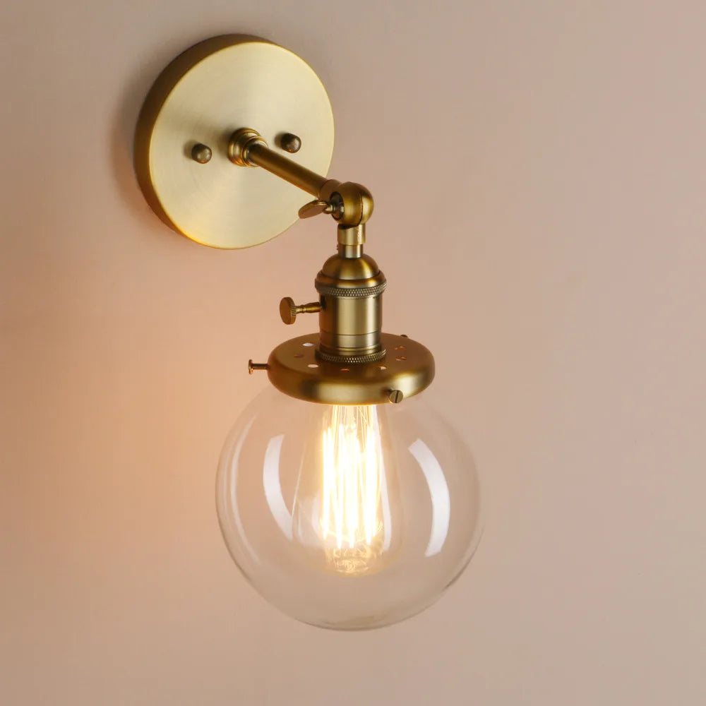 Bathroom Light Fixture Single Industrial Wall Sconce with 5.9 Inches Globe Lampshade (Antique)