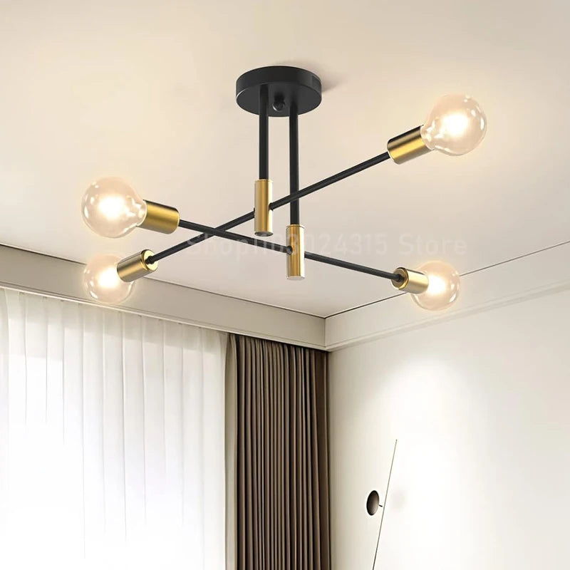 Simple Branch Ceiling Chandelier Modern Nordic E27 Black Gold LED Ceiling Light Restaurant Aisle Balcony Corridor Lighting