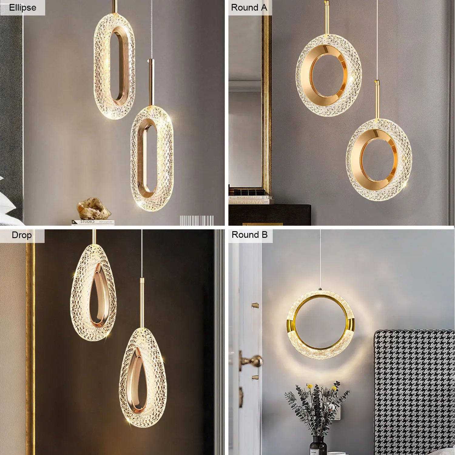 Modern Crystal LED Pendant Lamps Indoor Lighting For Home Decor Led Lights Living Room Bedroom Bedside Hanging Lamp