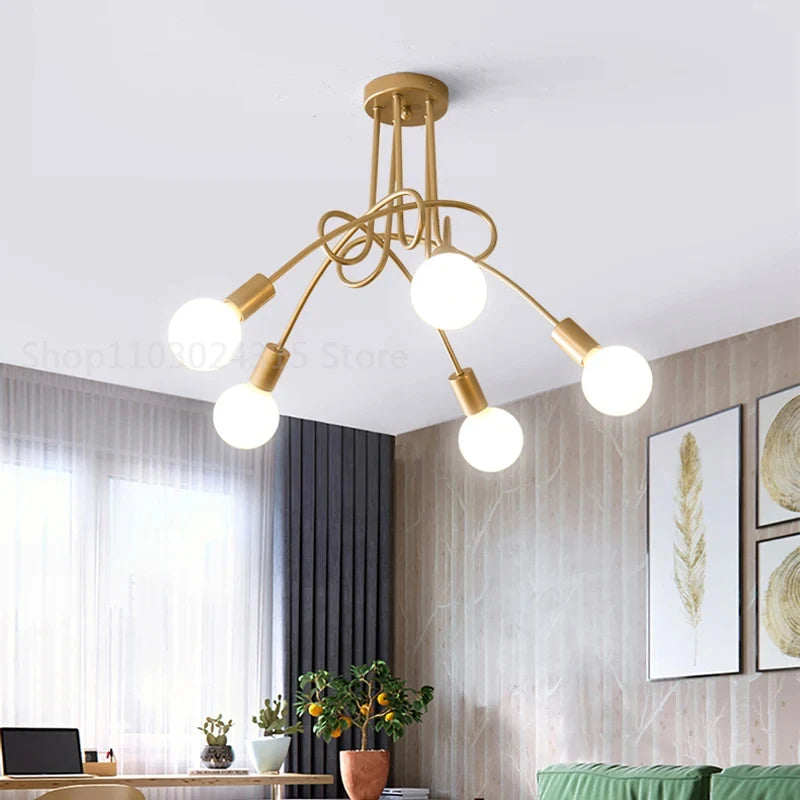 Modern Minimalist Chandelier Creative Branch-Shaped Gold-Plated Ceiling Light Hotel Restaurant Living Room Kitchen Bedroom Light