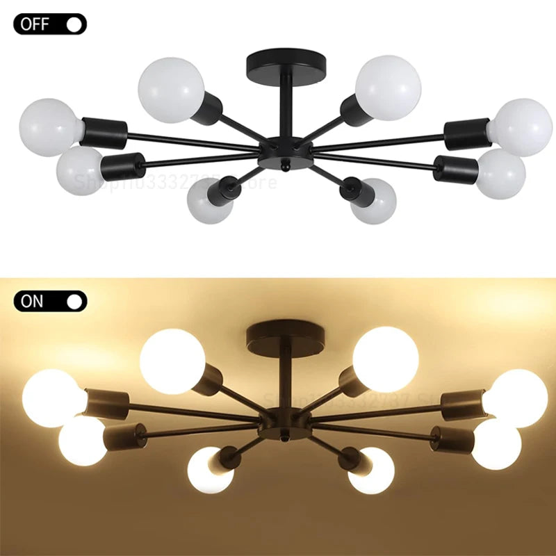 Modern chandelier restaurant black chandelier living room suspended ceiling light iron E27 chandelier home decoration