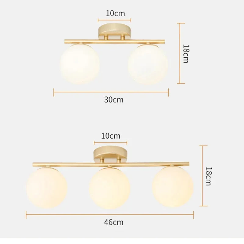 Nordic LED Glass Ceiling Light Creative Golden Corridor Lamp Entrance Cloakroom Balcony Dining Room Bedroom Lighting