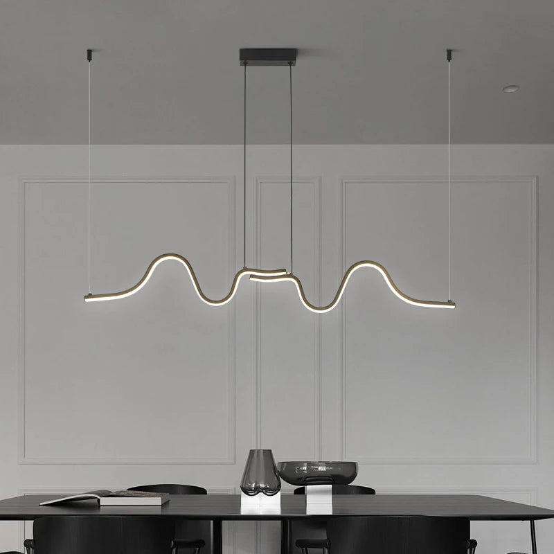 Minimalist Linear LED Pendant Light Nordic Luxury Hanging Chandelier For Tubular Restaurant Kitchen Office Coffee Indoor Lamps