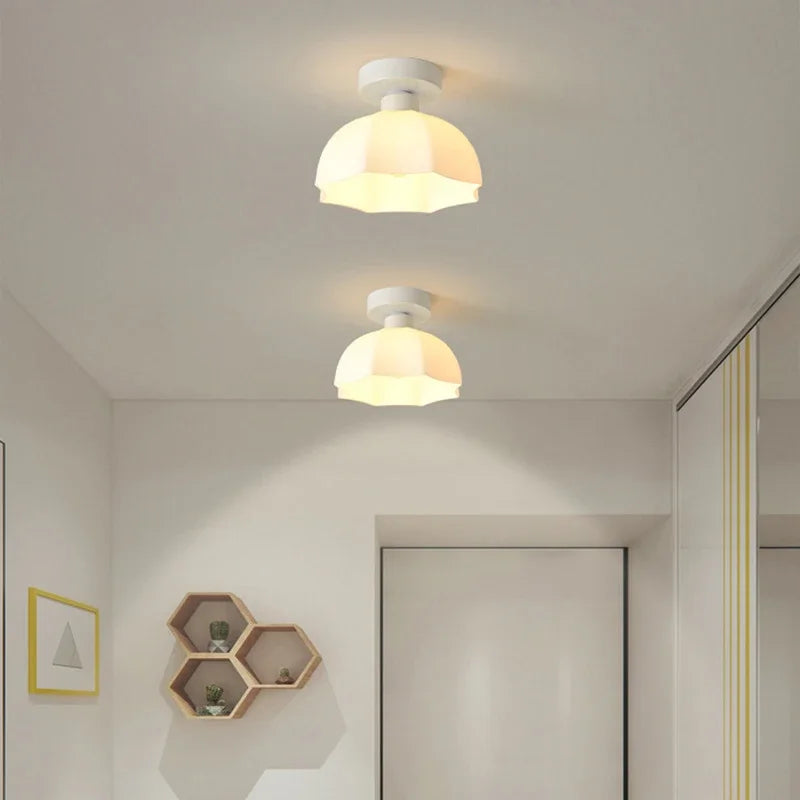 Glass Nordic Ceiling Light White Cream Lamp Aisle Balcony Hallway Entryway Living Room Cloakroom Home Decoration Led Lamp Lustre