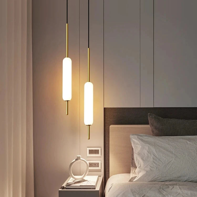 Single double head Nordic bedroom bedside pendant lights modern minimalist metal glass lamp dining room bar aisle staircase lamp