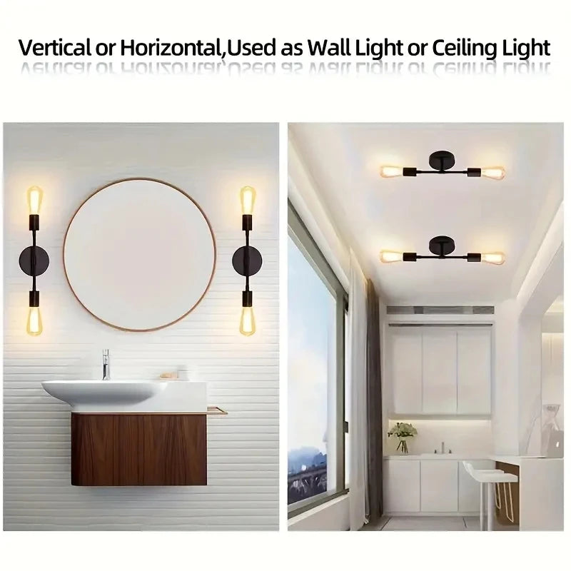 1Pc black two E27 bulb base ceiling light for corridor, lobby, balcony, kitchen, bedroom chandelier(without bulb)