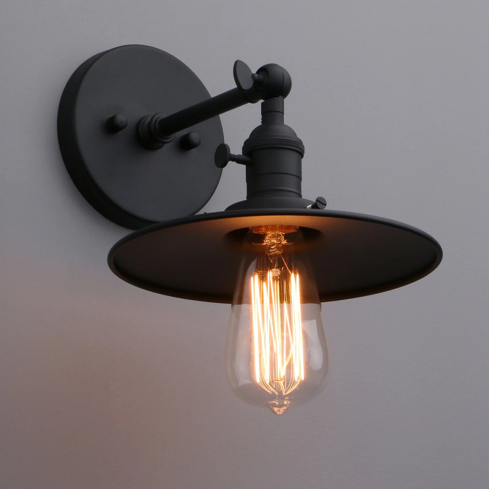 Industrial Wall Sconce 1-Light Antique Finished Wall Light Fixture with 7.87 Inches Crafted Canopy and ON/Off Button