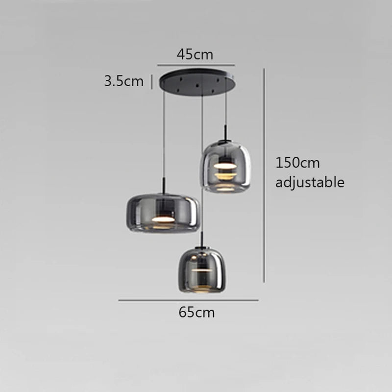 Modern LED Glass Pendant Light Amber Hanging glass Lamp For Dining Room Bar Indoor Decor Lighting Bedroom Bedside Led Luminaire