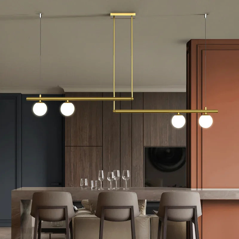 Hanging Lamp for Home LED Modern Minimalist Living Room Chandelier Simple Linear Restaurant Pendant Light Nordic Creative Shop