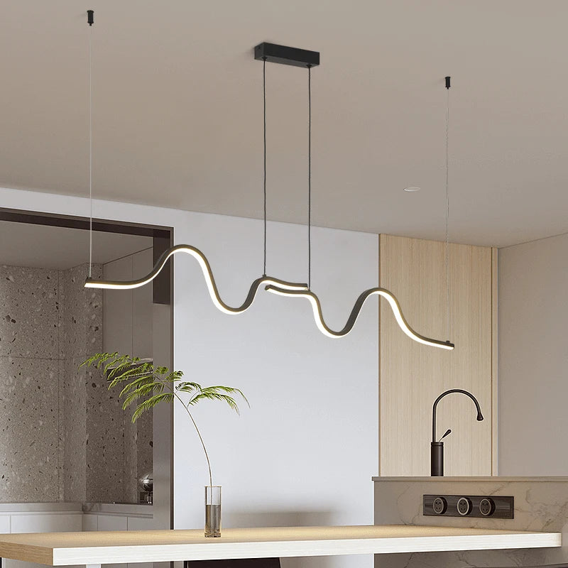 Minimalist Linear LED Pendant Light Nordic Luxury Hanging Chandelier For Tubular Restaurant Kitchen Office Coffee Indoor Lamps