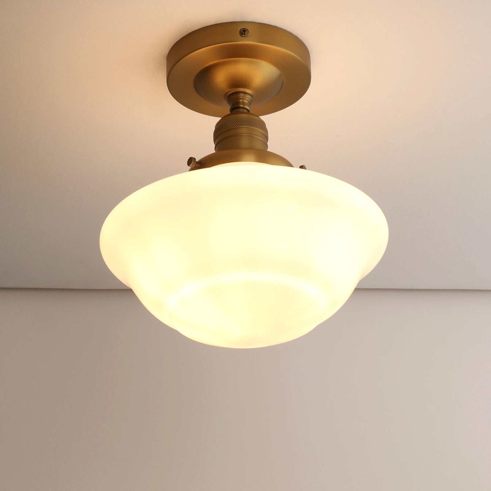 Vintage Flush Mounted Ceiling Lighting with Milk White Glass Shade, for Hallway Foyer Loft Living Room Bedroom