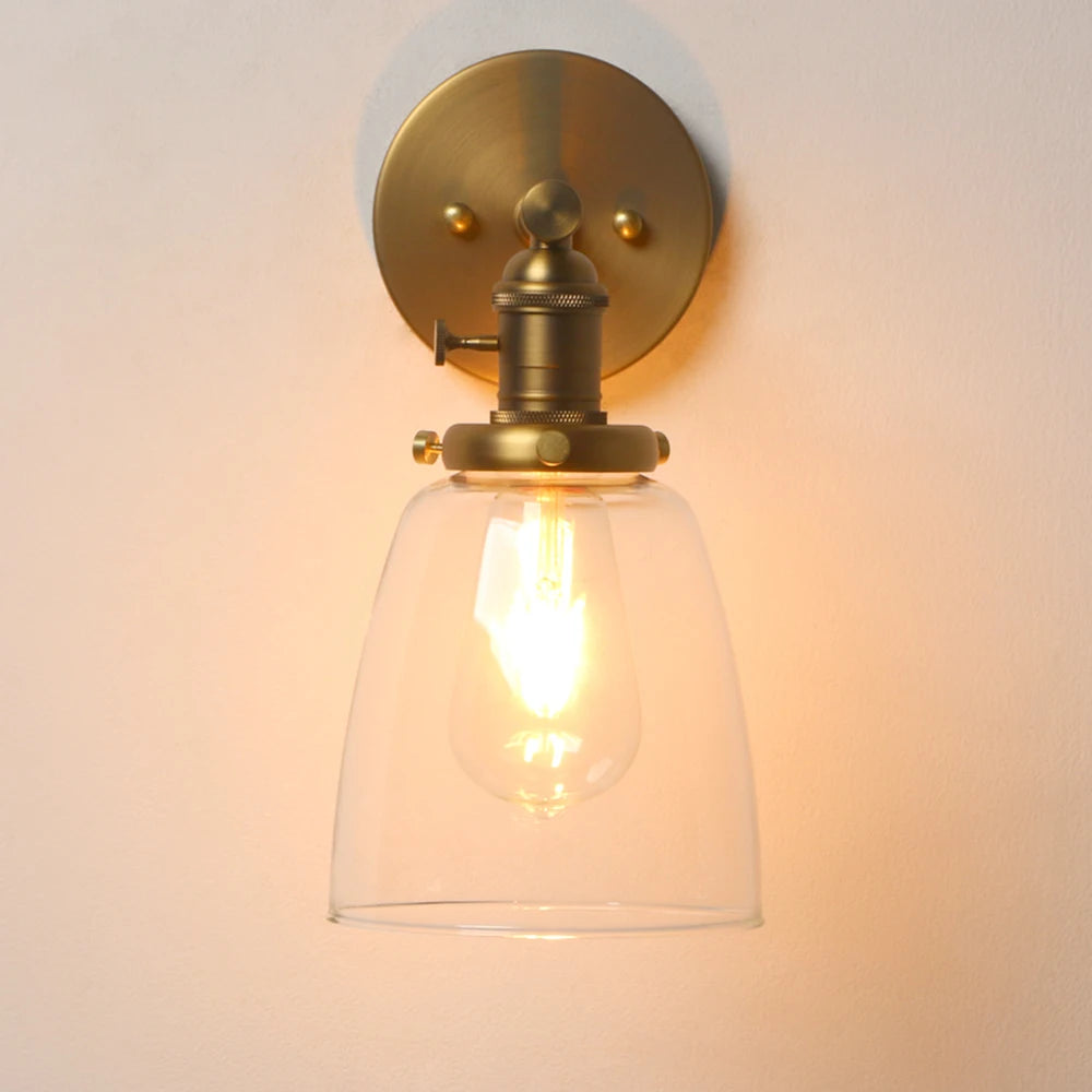 Industrial Wall Lamp  Single Sconce Light Fixture with 5.6 Inches Dome Clear Glass Shade