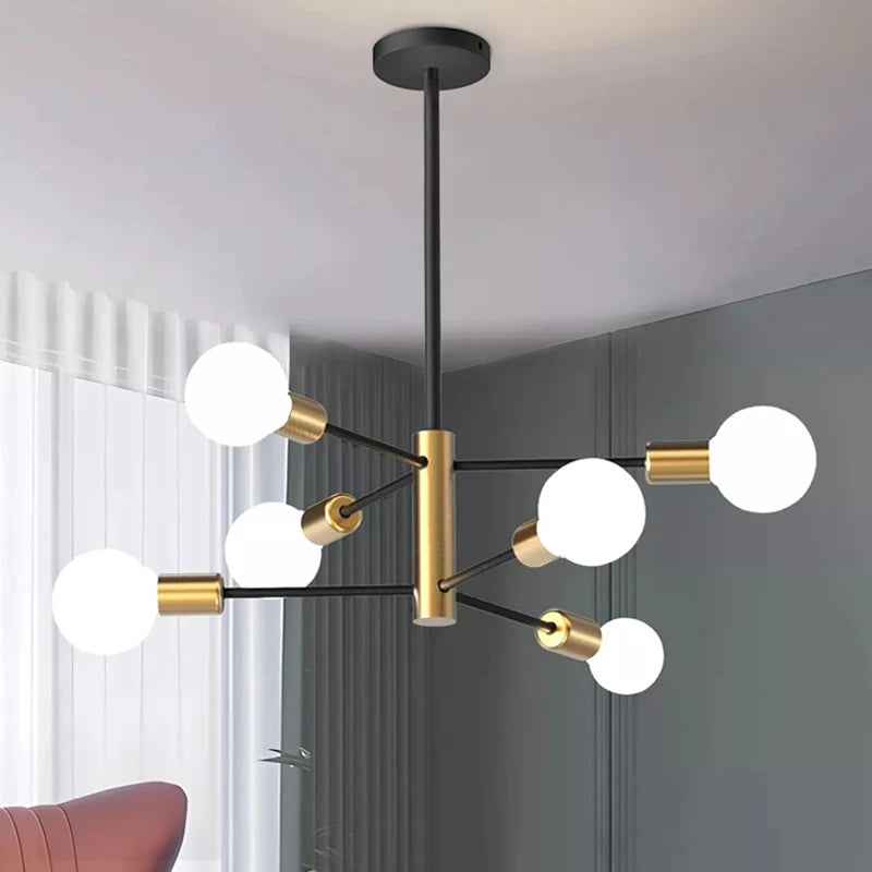 Modern Nordic Sputnik Black Chandeliers LED Lamp 4/6/8Light Home Lighting Indoor Fixtures Pendant Ceiling Not Included Bulbs