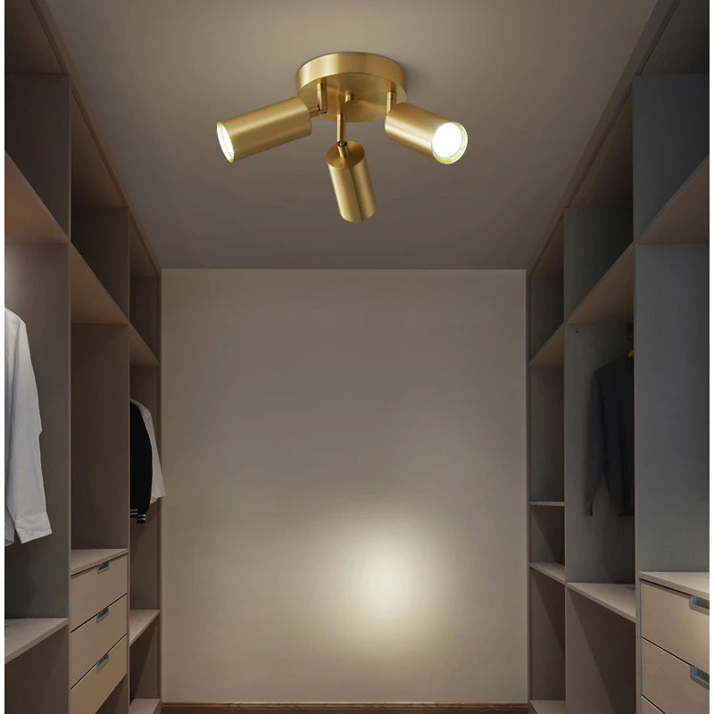 Modern Industrial  Semi Flush Mount Ceiling Light,  Gold Classic Retro Ceiling Light Fixture for Hallway Kitchen Bedroom L