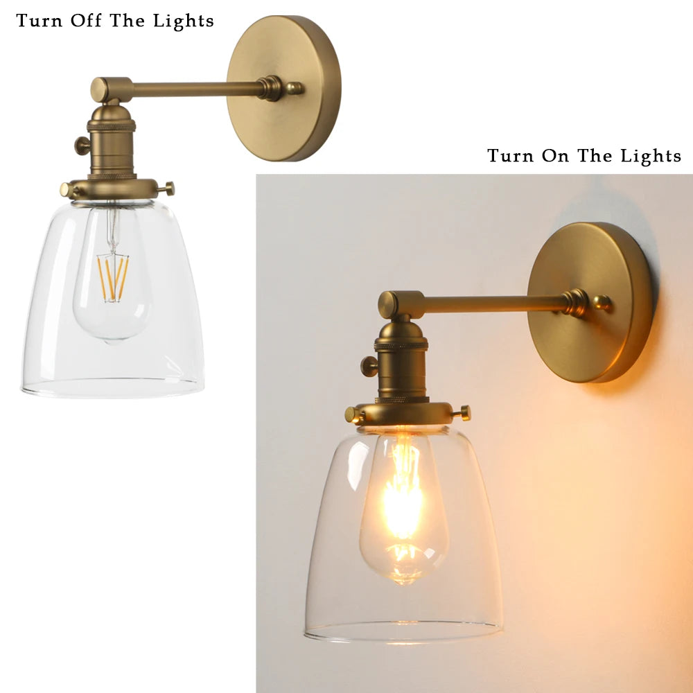 Industrial Wall Lamp  Single Sconce Light Fixture with 5.6 Inches Dome Clear Glass Shade