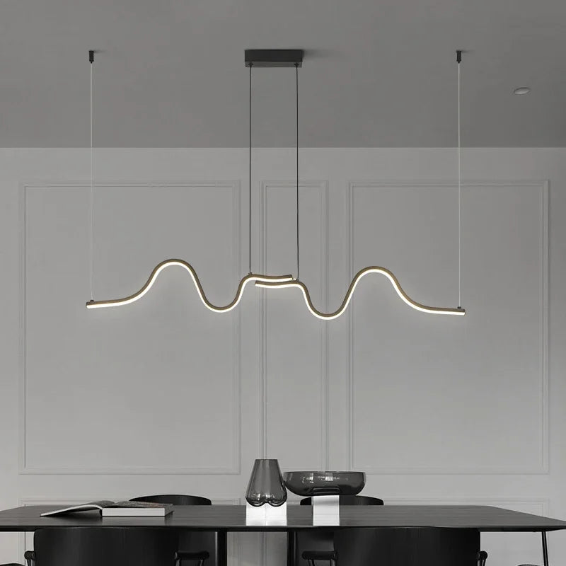 Minimalist Linear LED Pendant Light Nordic Luxury Hanging Chandelier Light For Wall Restaurant Kitchen Office Coffee Indoor Lamp