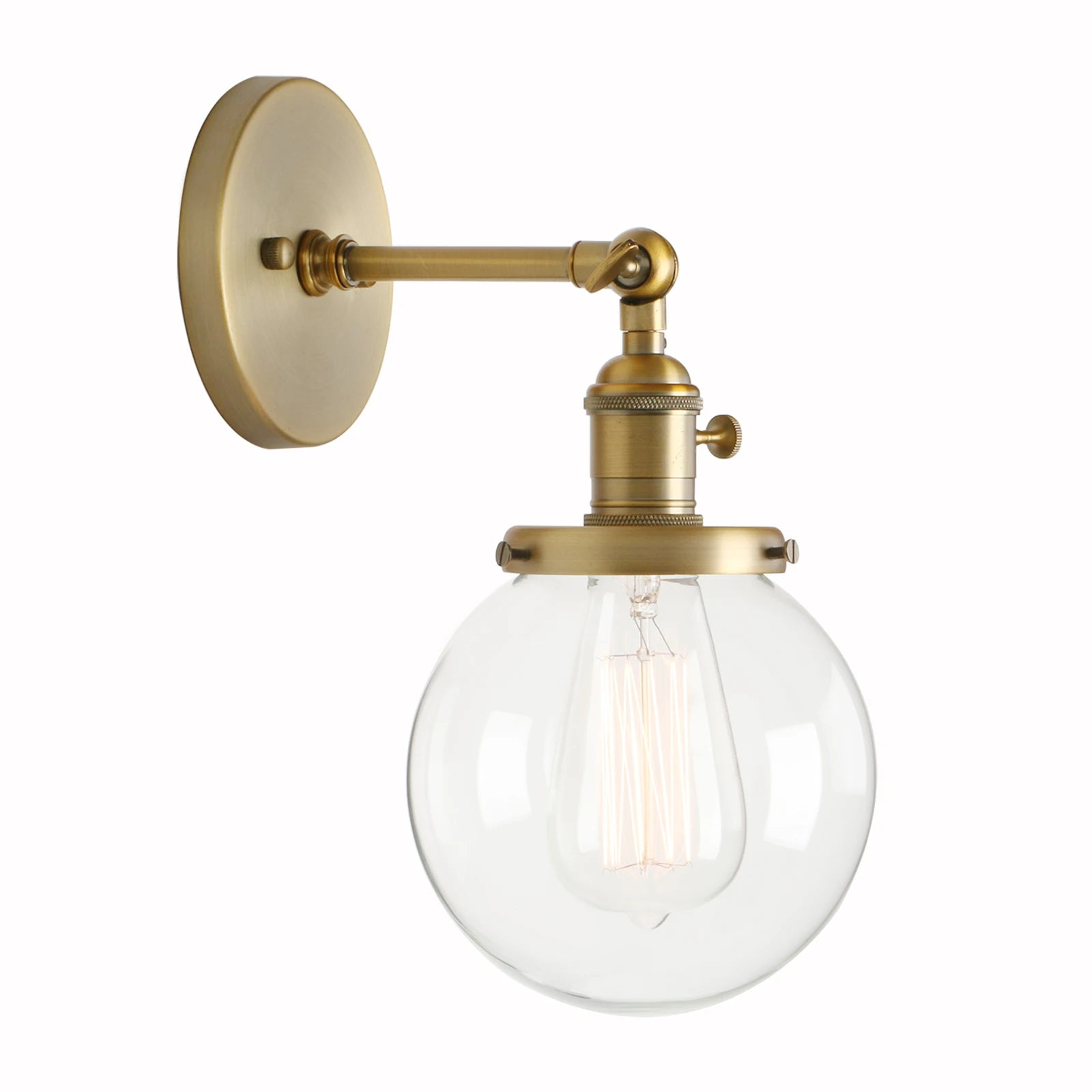 Bathroom Light Fixture Single Industrial Wall Sconce with 5.9 Inches Globe Lampshade (Antique)