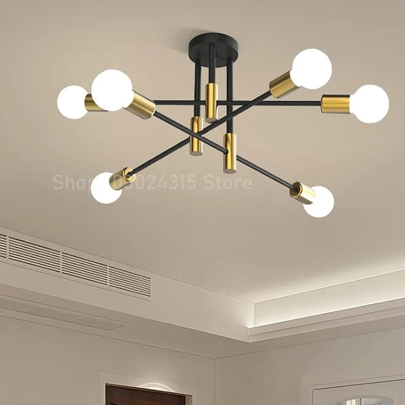 Simple Branch Ceiling Chandelier Modern Nordic E27 Black Gold LED Ceiling Light Restaurant Aisle Balcony Corridor Lighting