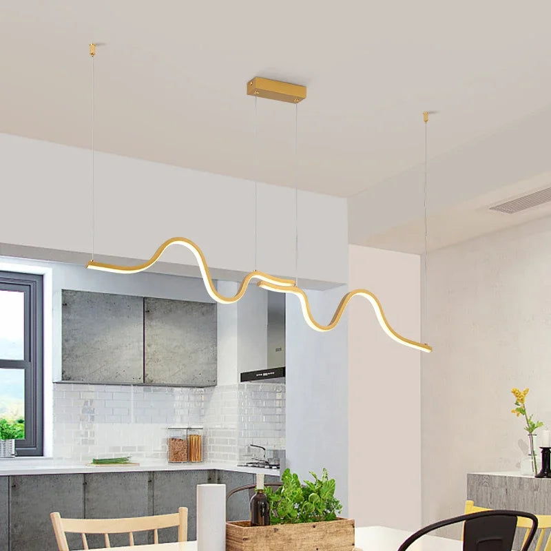 Modern LED Pendant Light Creative Nordic Linear Hanging Chandelier for Tubular Restaurant Kitchen Office Coffee Indoor Lamps