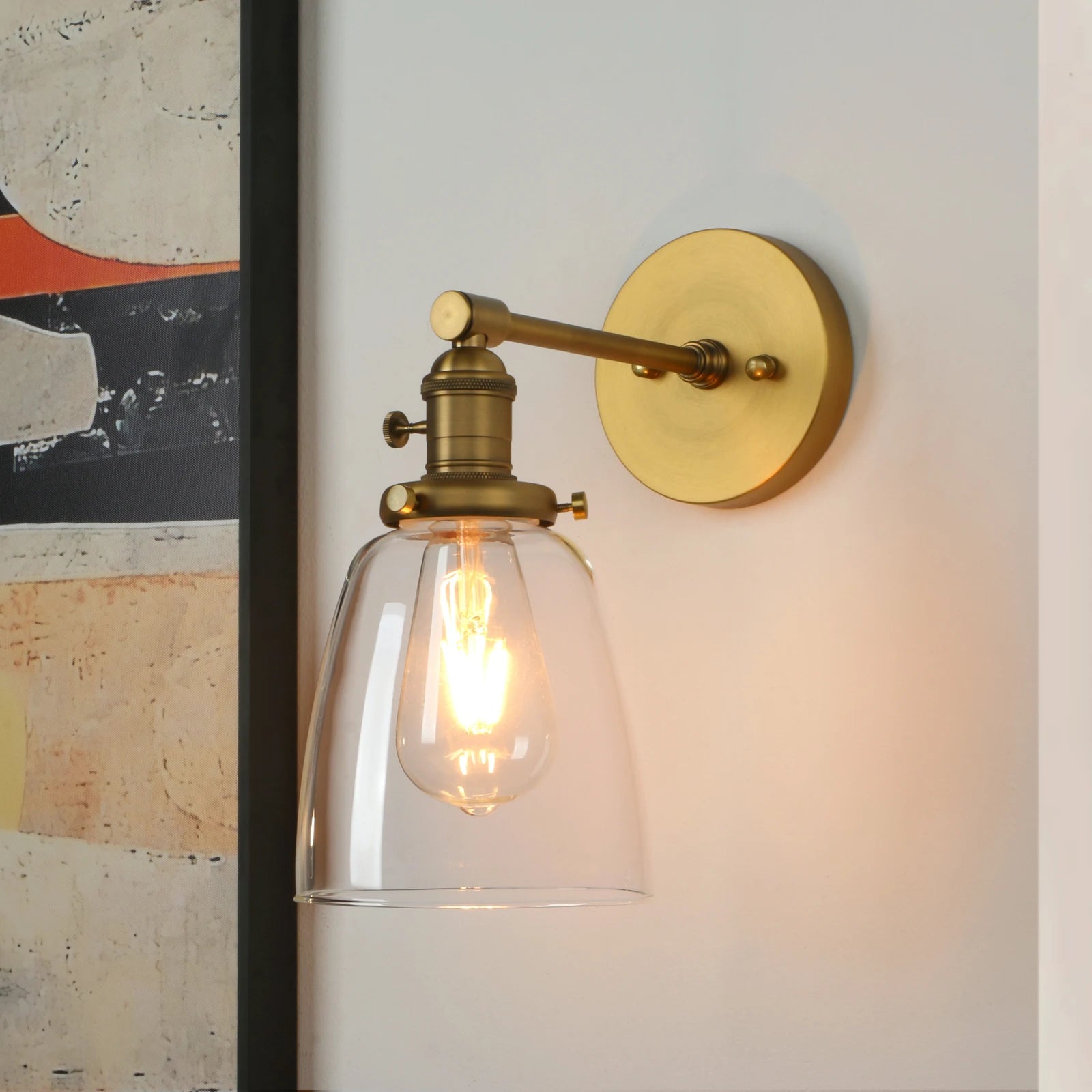 Industrial Wall Lamp  Single Sconce Light Fixture with 5.6 Inches Dome Clear Glass Shade