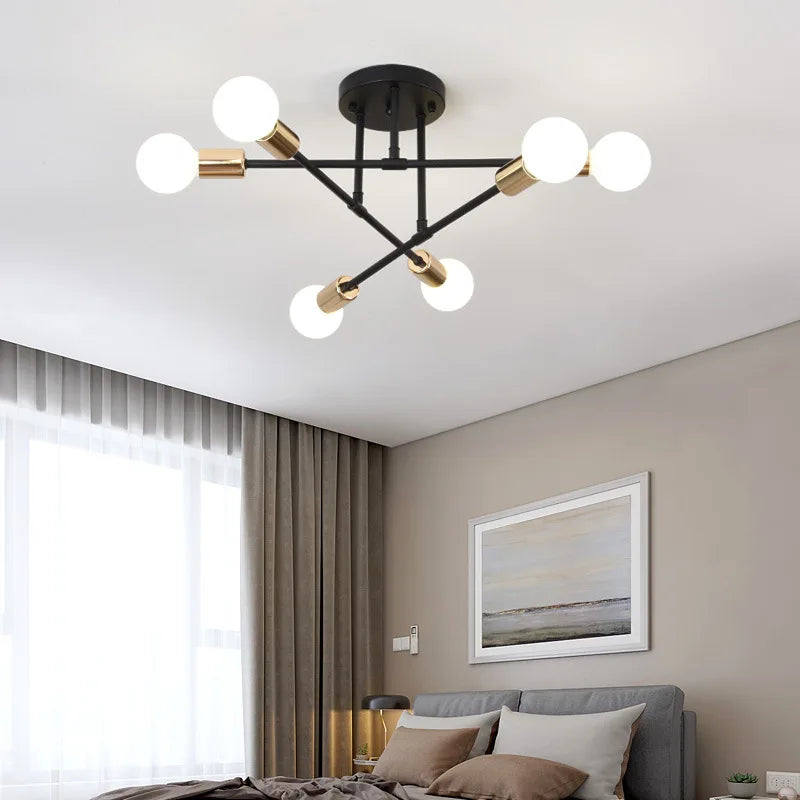 Nordic Minimalist Pendant Light Ceiling Lamp LED Chandelier Suitable for Bedrooms Living Rooms Black Gold Lighting Decoration