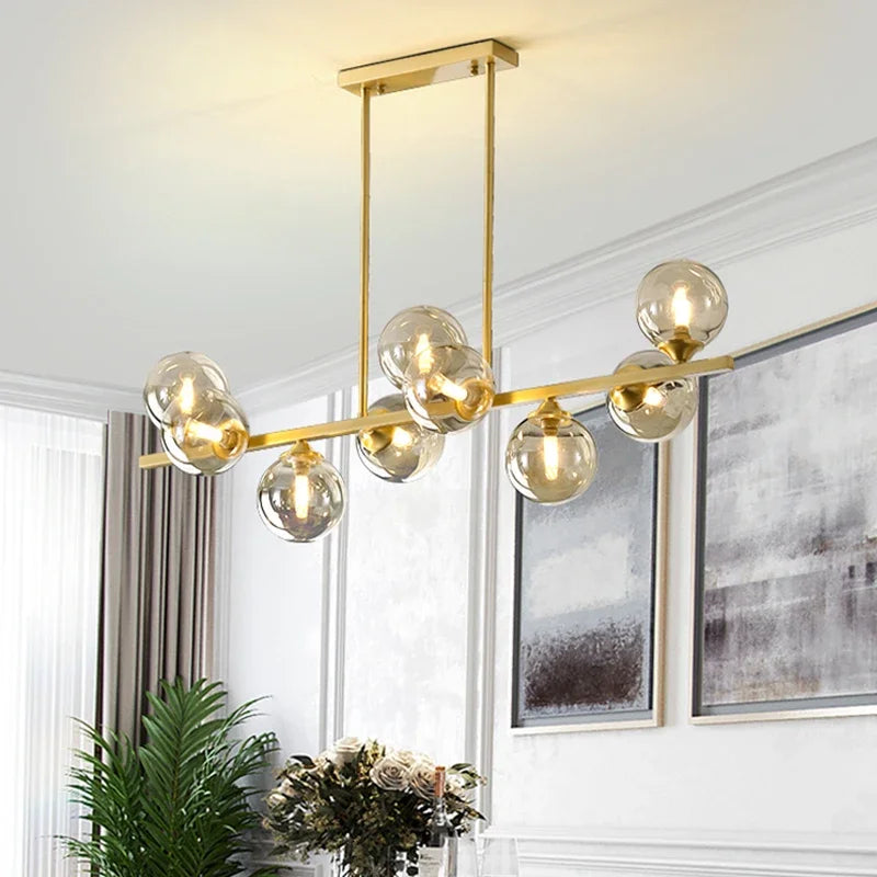 Lamp Globe Mid Century Chandelier , Classic Design Linear Chandeliers For Dining Room,Kitchen,Living Room,Adjustable Height