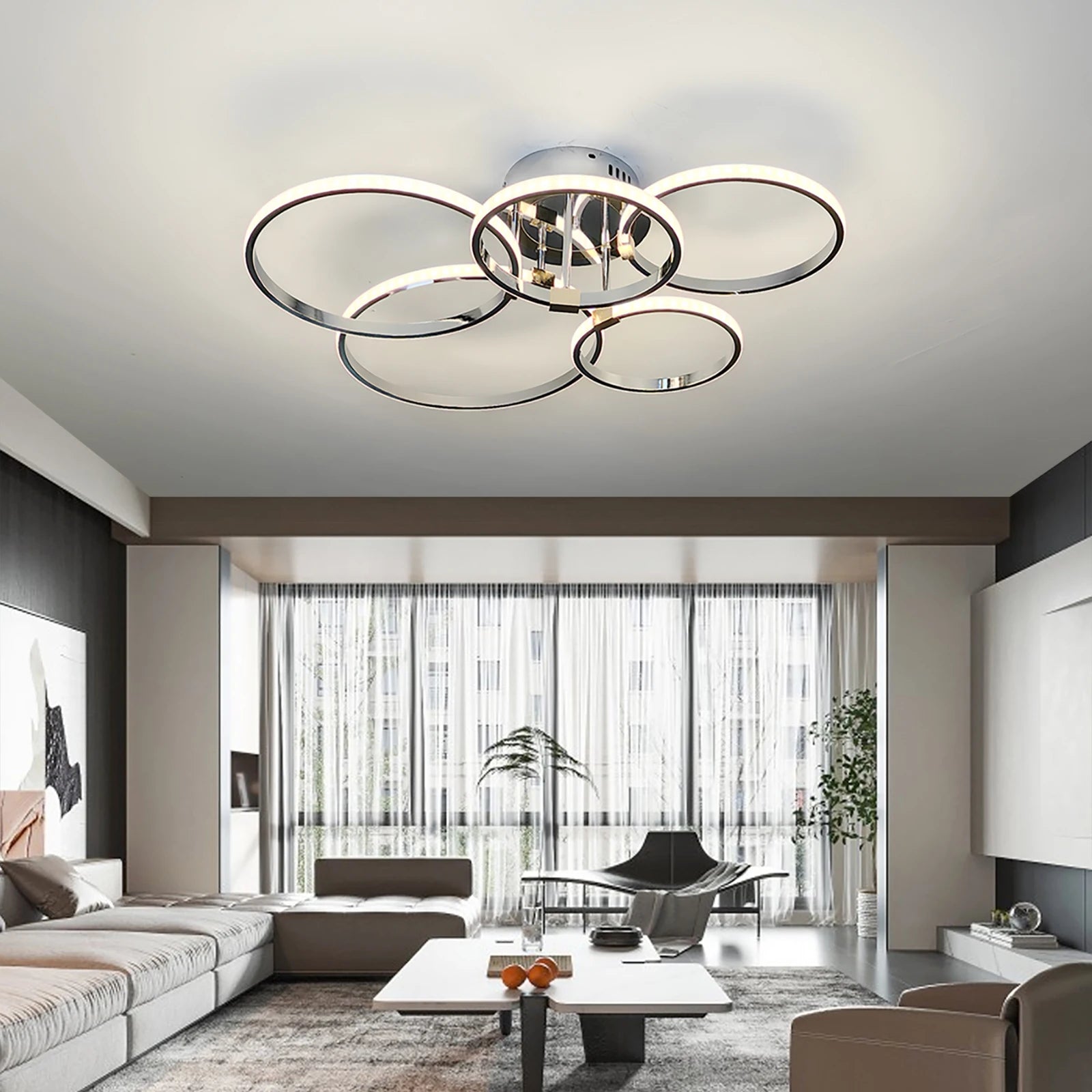 Modern Led Chandelier Gold/Chrome Led Ceiling Lights For Living Bedroom Kitchen 4-6 Ring Dimmable Ceiling Chandelier lustre