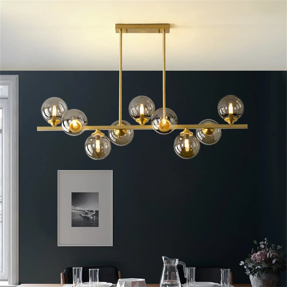 Lamp Globe Mid Century Chandelier , Classic Design Linear Chandeliers For Dining Room,Kitchen,Living Room,Adjustable Height