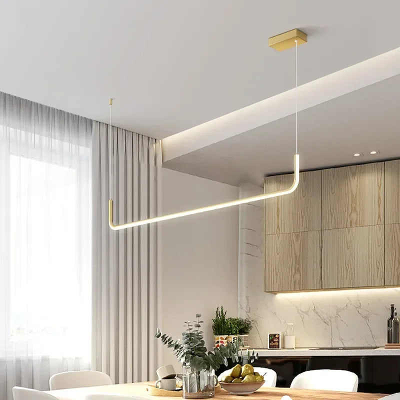 Modern LED Pendant Light Aluminum Strip dining table lamp suspension Chandelier for living dining room kitchen lighting fixture