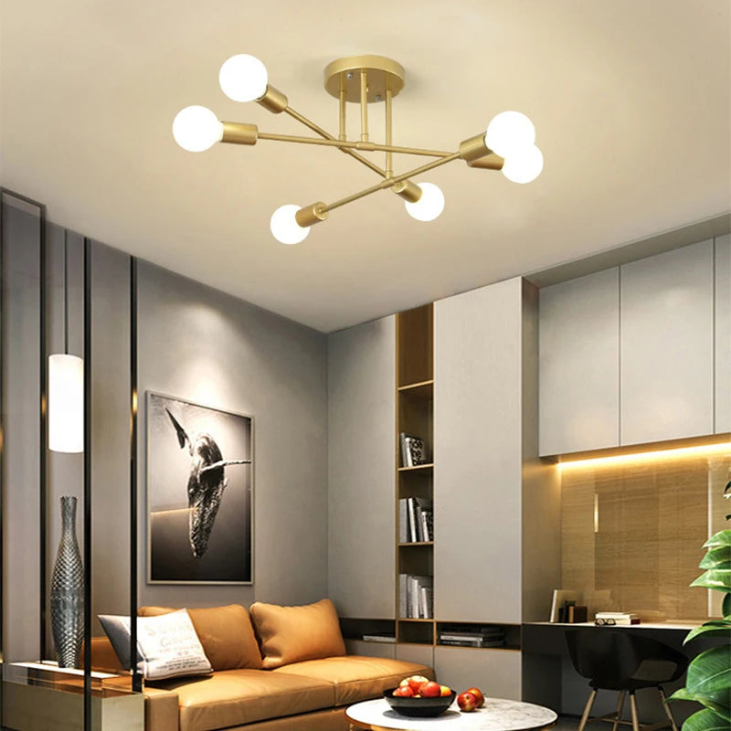 Nordic Minimalist Pendant Light Ceiling Lamp LED Chandelier Suitable for Bedrooms Living Rooms Black Gold Lighting Decoration