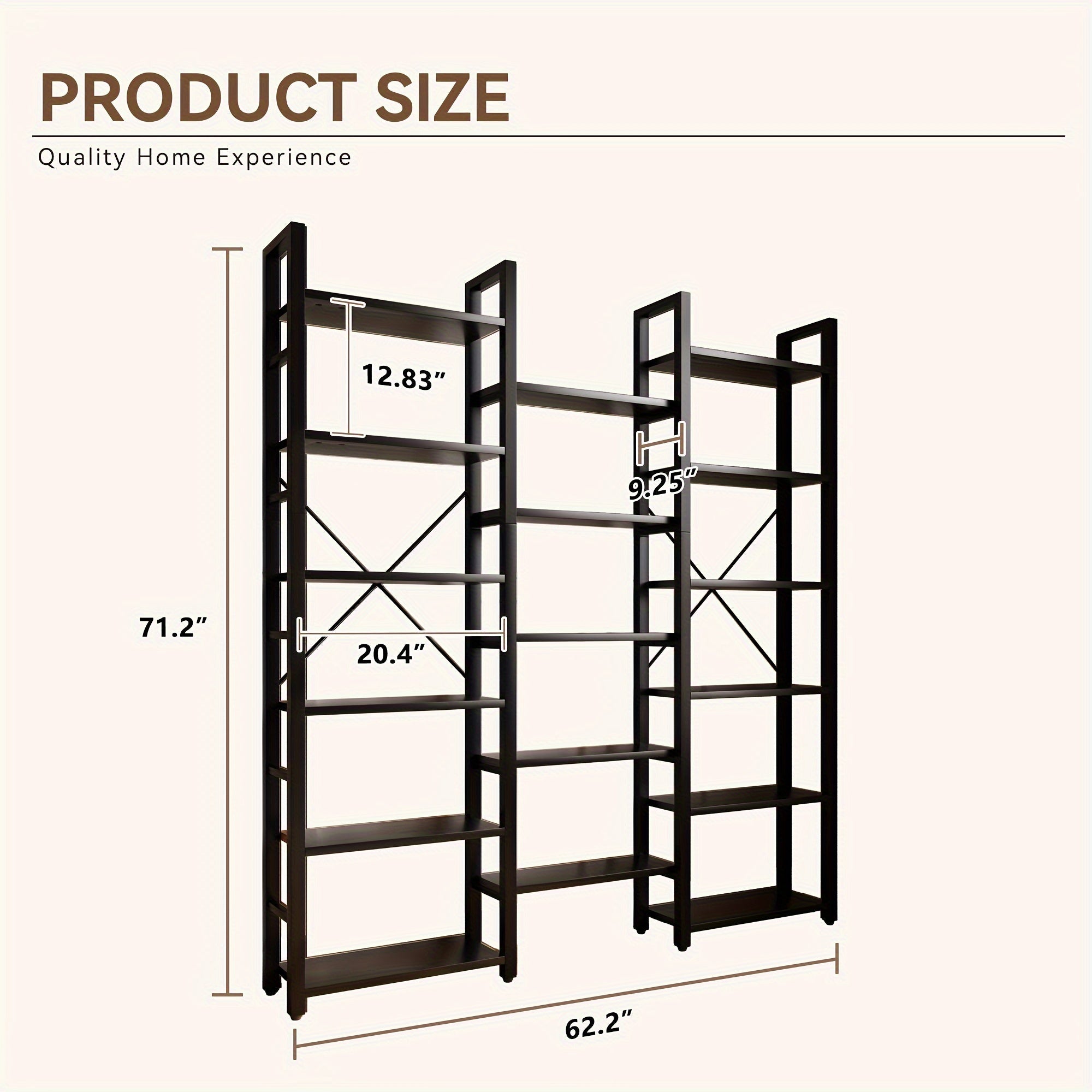 6-Tier Bookshelf with 2 Storage Drawers, Industrial Display Standing Shelf, Rustic Wood Storage Shelf with Metal Frame, Open Bookcases for Living Room, Bedroom, Home Office (Brown)