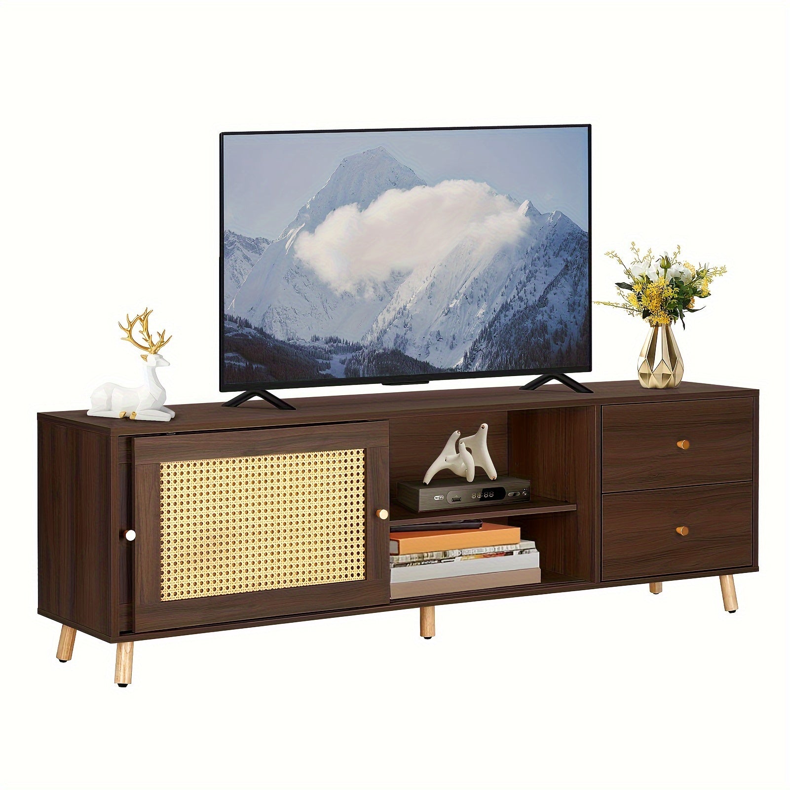 TV Stand For 50-65" TV, TV Console Cabinet, Media Console, Open Shelves TV Entertainment Center With Storage Cabinets For Living Room, Bedroom