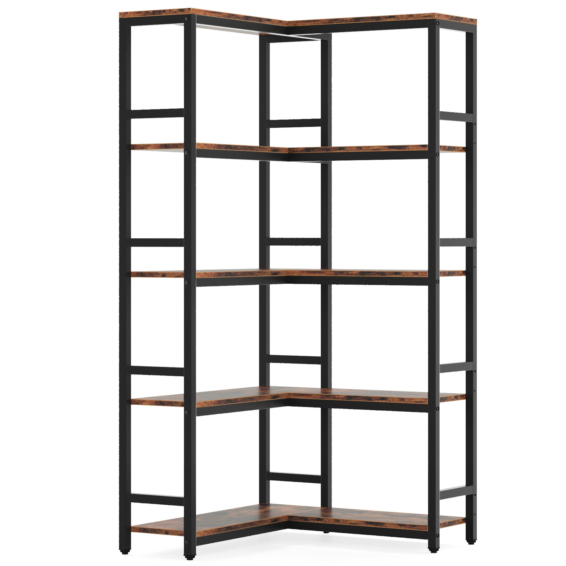Industrial Corner Bookshelf, 5-Tier/7-Tier Bookcase Etagere Display Rack (in cm)