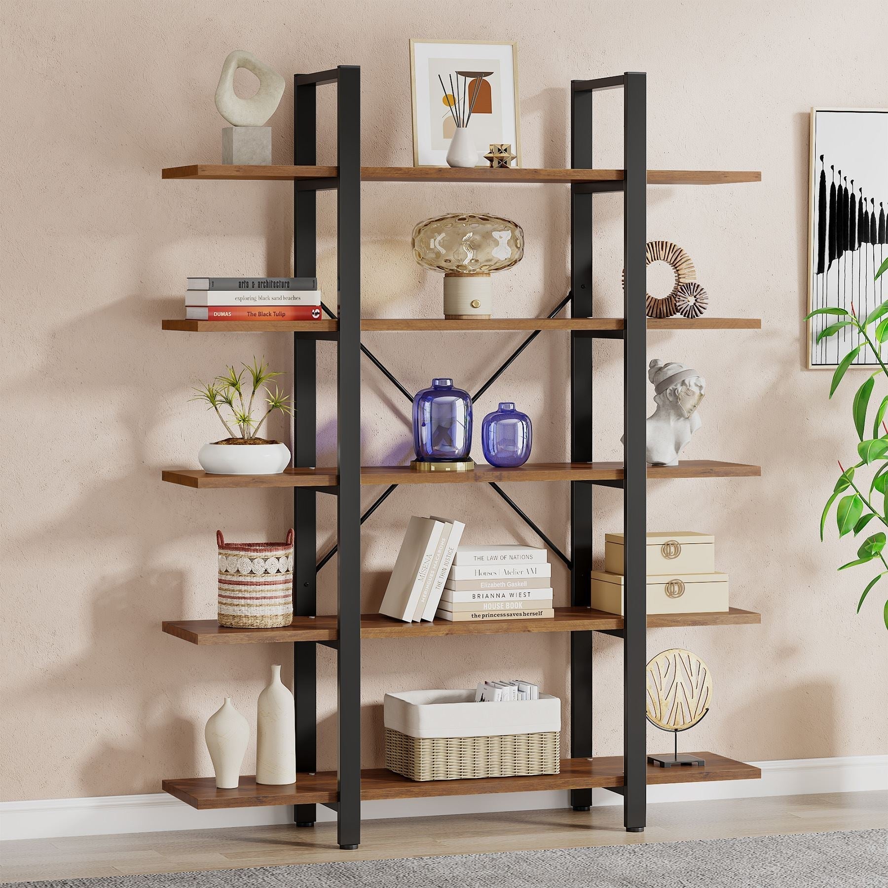 5-Tier Bookshelf, Open Etagere Bookcase Storage Display Rack (in cm)