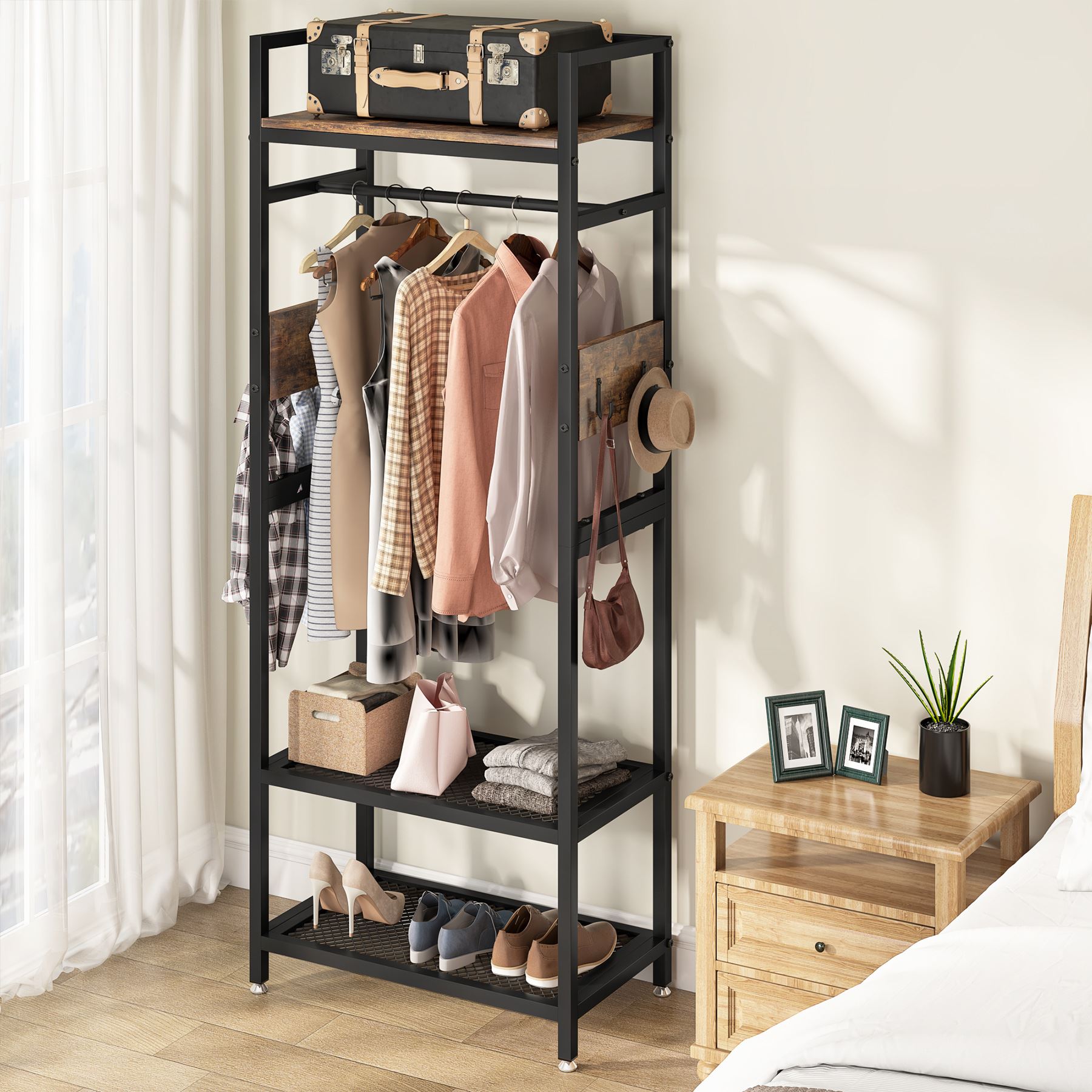 Freestanding Closet Organizer, Small Entryway Coat Garments Rack (Approx. 91 cm)
