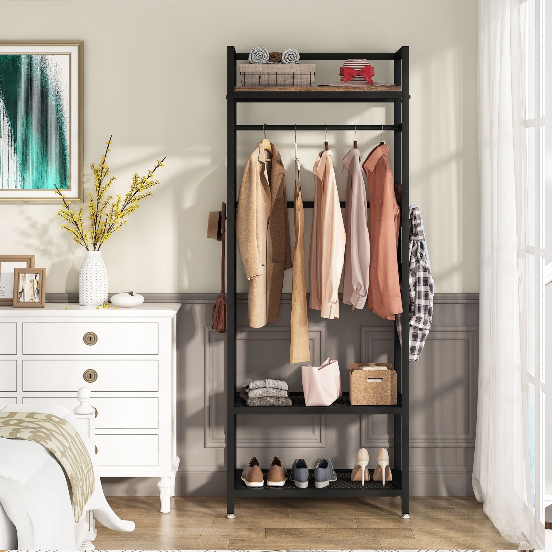 Freestanding Closet Organizer, Small Entryway Coat Garments Rack (Approx. 91 cm)